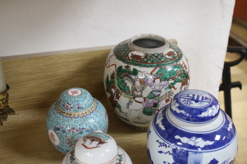 Ten assorted Chinese ginger jars